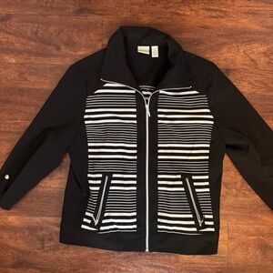 Black and White Striped Women's Jacket